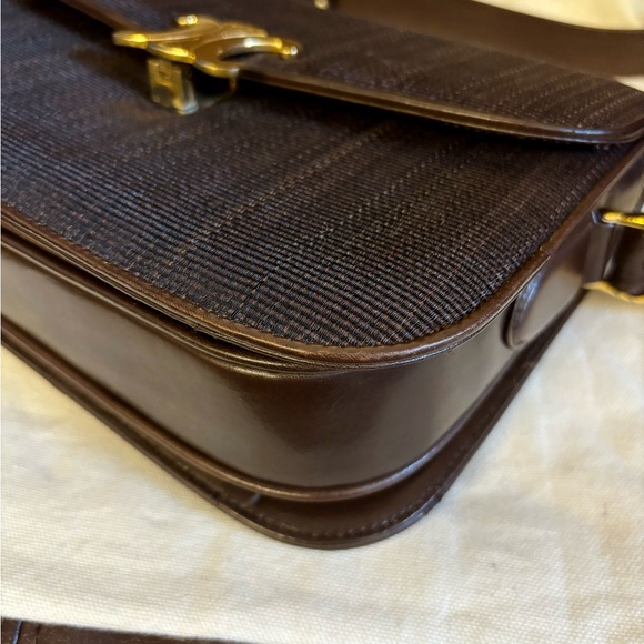 Celine triomphe Medium classique classic box brown canvas flat handbag Vintage - Picture 8 of 16